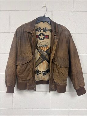 Vintage 1990 Amron Sales Inc “Wear Me Out" Genuine Leather Bomber Jacket